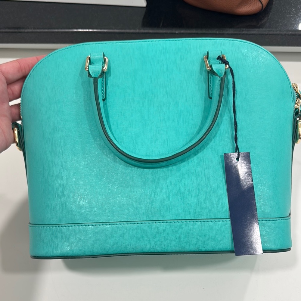 NWT Aqua Dooney & Bourke Zip Satchel & Shoulder Strap - Picture 6 of 11